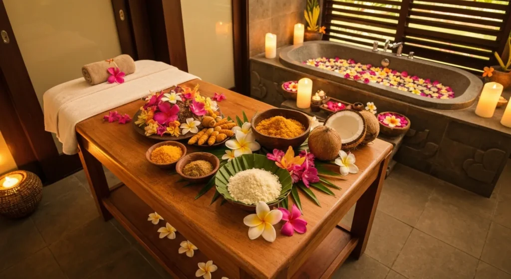 Traditional Balinese body treatment ritual with natural ingredients - Bali Luxury Spa