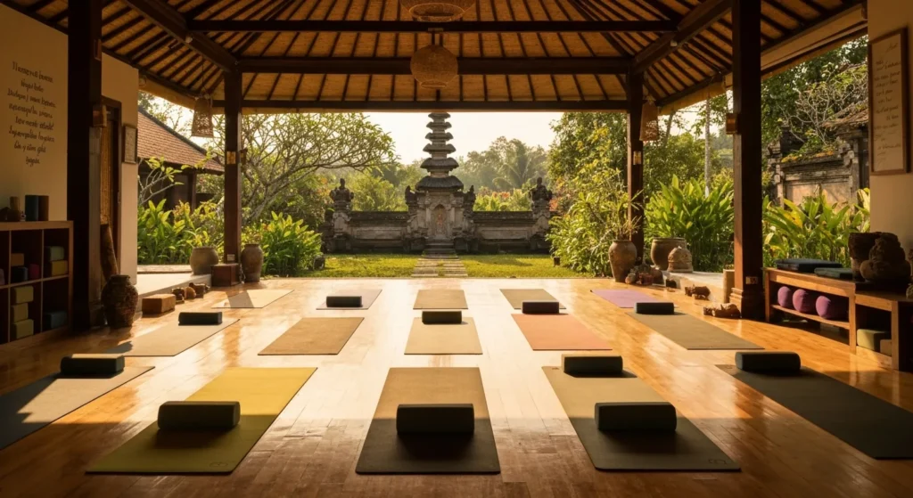 Serene wellness retreat meditation pavilion in Bali jungle - Bali Luxury Spa
