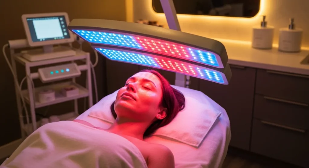 LED light therapy facial treatment in modern spa - Bali Luxury Spa