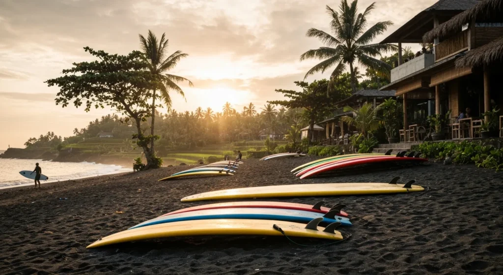 Trendy Canggu Bali surf beach with rice terraces - Bali Luxury Spa