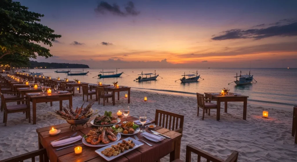 Jimbaran Bay sunset seafood dining on the beach - Bali Luxury Spa