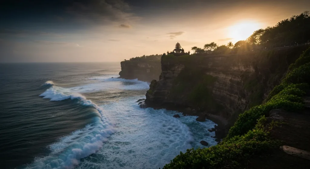Uluwatu clifftop temple at dramatic ocean sunset - Bali Luxury Spa
