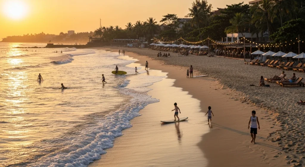 Legian Beach golden sand at sunset - Bali Luxury Spa