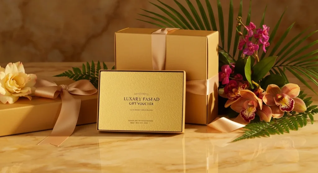 Premium spa gift voucher in luxury packaging - Bali Luxury Spa