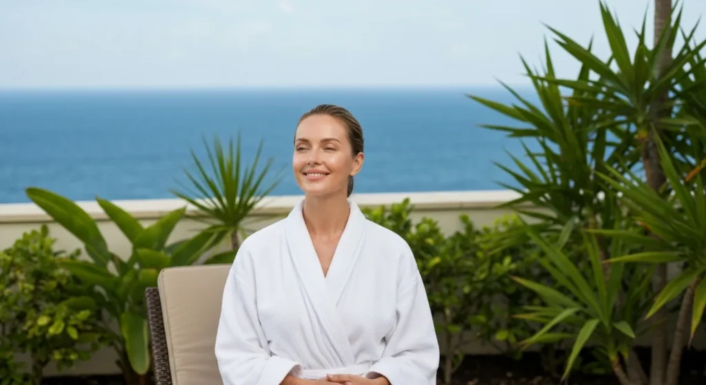 Happy spa client with radiant skin - Bali Luxury Spa Reviews
